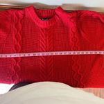 Roaman’s Chunky Cable Knit Fit and Flare Bright Red Sweater 1X Photo 7