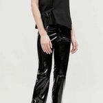 Maje Paveli zipped-cuff high-rise vinyl Straight cropped trousers NWT Photo 0