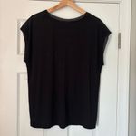 Tahari Black Short Sleeve Mesh Neck Basic Staple Black Tee Cotton Stretch L Photo 4