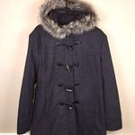 Alpine Swiss Women’s Gray Wool Blend Detachable Faux Fur Trim Hood Jacket Size XL Photo 0