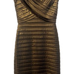 Cache  Luxe Golden Bronze Bandage Sheath Dress Bodycon Sexy Size 4 stretch Photo 0