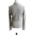 The Limited  Y2K Long Sleeve Crochet Knit Cardigan Metallic Silver Size Medium Photo 2