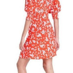 Rixo‎ for Target Red Daisy Puff Sleeve Babydoll Dress Size 0 Photo 0