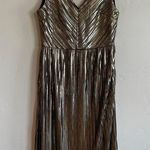 The Room gold pleated v-neck dress size large Photo 0