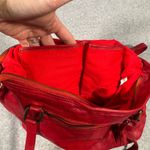 Women's Red Leather Shoulder Bag Woven Design Casual Handbag Photo 8