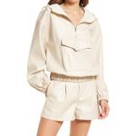 AMYLYNN Womens Darcie Hoodie‎ Vegan Leather Pocket Off White Sz Small Purple Photo 3