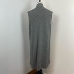 Worth Gray Wool & Leather Sleeveless Open Front Cardigan Duster Vest Small Photo 3