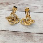 Vintage Clip On Earrings Fancy Cream & Gold Tone Photo 6
