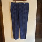 Joe Fresh  Women Size 12 Slim Fit Printed Dress Pants Navy Blue Geometric Pattern Photo 1