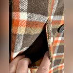 Charming Charlie  Pea Coat Women’s Size M Orange & Brown Plaid Jacket 3/4 Sleeves Photo 4