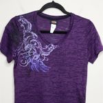 Harley Davidson Purple Burnout Top Tee Shirt Embellished Manheim Motor Cycles M Photo 1