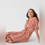 Faherty Carmel Dress Spice Red Sunrise Floral L Photo 2