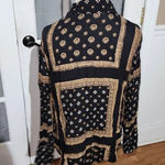 Free People  Womens Black Brown Little Secrets Scarf Print‎ Blouse Shirt XS Photo 1