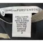 Diane Von Furstenberg  Shirt Womens 2 Black Gold Silk Sheer Blouse Top Party Glam Photo 8