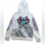 Ed Hardy Don  Christian Audigier White Butterfly Hoodie Sweater Size Small Y2K Photo 2