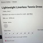 Lululemon  Lightweight Tennis Dress Sz6 White Photo 2