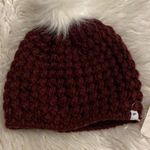 Fabletics  The Chunky Knit Beanie with Pom hat burgundy color brand new Photo 0