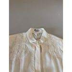 Vtg 80s Jacques Vert Cream High Neck Ruffle Pearl Beaded Embroidered Blouse 12 White Photo 2