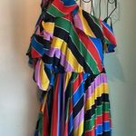 Long one shoulder dress multi colored Red Size 8 Photo 9