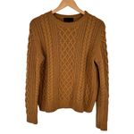 Nili Lotan Jodelle Cable Knit Sweater Cashmere sz Medium Long Sleeves Crew Neck Brown Photo 2