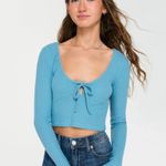 Aeropostale  Long Sleeve Tie-Front Cropped Shrunken Tee Photo 0