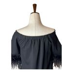 Tuckernuck Shirt Women XS Black Feather Miranda Off The Shoulder Blouse NWT Photo 6