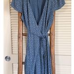 Brandy Melville  Wrap Dress Blue Floral Print Short Sleeve Casual Photo 2