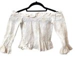 ZARA  Smocked Floral Embroidered‎ Crop Top Sz Small Photo 4