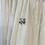 Laurence Bras Cotton Nord Blue Smocked Embroidered Blouse Small White Navy Boho Photo 10