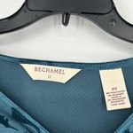 Bechamel Womens Velvet Floral Top Teal Blue Long Sleeve Boho Stretch Size 2X Photo 8