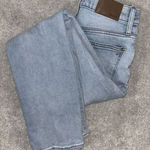Madewell  Mid Rise‎ Classic Straight Jeans Light Blue Wash Knee Rip Edition Sz 23 Photo 0