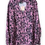 ZARA BLOOMCHIC women’s pullover faux button up blouse size 14-16 purple and black Photo 0
