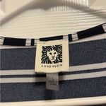 Buttons Anne Kline Navy Blue & White Striped Top with Decorative  on Shoulders L Photo 2