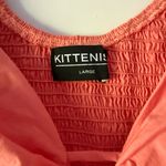 Kittenish  Coral Puff Sleeve Ruched Bodysuit Size Large Photo 1