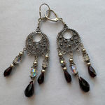 NEW chandelier earrings, garnet, staring, Swarovski, filigree Silver Photo 0