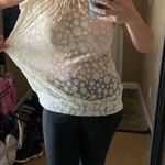 The Limited Off white sheer polka dot ruffled & pleated blouse Photo 7