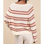 Lulus NWOT Small Deela Ivory Striped V-Neck Pullover Sweater Beige Brown Pink Photo 1