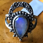 Natural Rainbow Moonstone Sterling Silver Ring Size 7 Photo 0