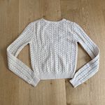 Brandy Melville  Cardigan V Neck Pointelle Knit One Size Beige Photo 2