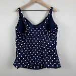 Lands' End  Tankini Top Women‎ 24W Blue Polka Dot Lined Built In Bra Beach Swim Photo 5