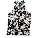 NWT WHBM Floral Mock Halter Top Black‎ White Sleeveless Blouse Medium Black Photo 3