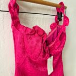 Line and Dot  Hot Pink Penelope Mini Dress Ruffle Sleeve Off Shoulder Floral XS Photo 3