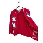 Tiara International  Christmas Collection 2004 Red Snowman Sweater Cardigan M Photo 5