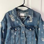 ZARA [] Long Distressed Denim Jacket-Medium Photo 4
