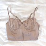 satin lace ruched bustier corset top Tan Photo 1