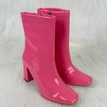 Cape Robbin  Belinda Pink Faux Patent Leather Chunky Block Heel Ankle Booties Size 6.5 Photo 5