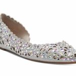 INC Mabley Silver Rhinestone Floral Flats 7M Photo 0