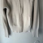 Banana Republic Cream Waffle Knit Zip Up Cardigan Sweater L Preppy Old Money Photo 5