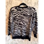 Banana Republic  V-Neck Fuzzy Zebra Print Cardigan Sweater Black‎ White Small S Photo 2