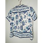 Yumi Kim Blue White Button Down Short Sleeve Carly Linen Top Size Medium Photo 2